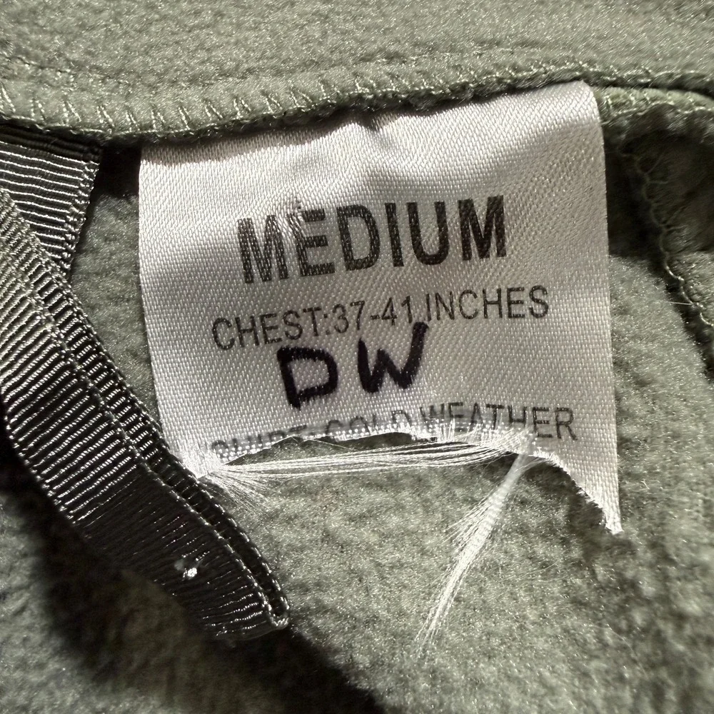 Military Cold Weather Fleece‎ Jacket Mens Medium Green Polartec USA Full Zip